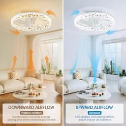 Dimbare LED Plafondventilator met Afstandsbediening en Lampen - Laag Profiel, Traploos Kleur Temperatuur en 6 Snelheden — thumbnail 2