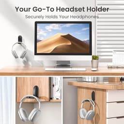 Opvouwbare Hoofdtelefoonstandaard met Zelfklevende Hoofdbanden – Muurmontage Koptelefoon Clip voor Gaming Accessoires - Zwart — thumbnail 4