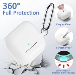 Bescherm je Airpods 4 met een siliconen hoesje / case met handig klik en ophang systeem aan broekriem - Wit — thumbnail 3