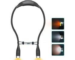 LED-neklamp, oplaadbaar via USB, handsfree, 4 superheldere LED-lampen, 3 instelbare helderheidsniveaus, perfect om in bed te lezen, te breien, te wandelen, te joggen en om 's avonds te ontspannen (zwart).