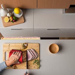 Hittebestendige keukengrip van siliconen van voedingskwaliteit - met antisliphandgreep - voor het snijden en tillen van warm eten, ovenschalen en airfryer - Rood — thumbnail 3