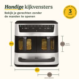 Cuisinart - Tri Zone 13,6 L Airfryer & Oven - 3 zones Heteluchtfriteuse (2x4,3 L + 5 L) - 9 functies - Sync Cooking - PFAS-vrije keramische coating - 2520 – 3000W - Grijs — thumbnail 8