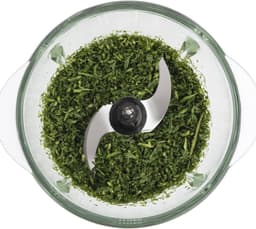 Mini Elektrische Hakker voor Koken en Bereiden van Pesto, Peterselie, Noten en Knoflook - Gegradueerde Glazen Kom 1L en Roestvrijstalen Messen — thumbnail 3