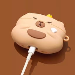 Namajunas - Case geschikt voor Apple AirPods Pro / AirPods Pro 2 hoesje - Hoesje Geschikt voor AirPods Pro / Pro 2 Hoesje Silicone Case - optimal bescherming - Valbescherming - Capibara Hoesje Silicone Case - Met karabijnhaak - Capybara — thumbnail 3