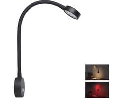 Dimbare 12V LED Leeslamp voor Camper en Truck met USB Oplader en Rood Nachtlampje