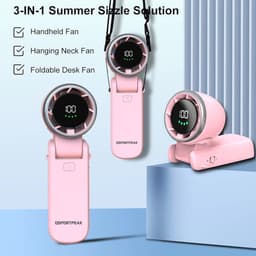 Draagbare Handventilator met 5 Snelheden en 4000 mAh Accu voor Buiten en Reizen — thumbnail 3