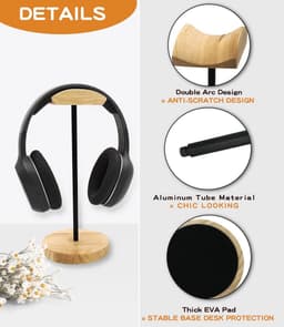 Hoofdtelefoonhouder van Natuurhout en Aluminium - Functionele Oplossing voor Alle Headsets — thumbnail 5