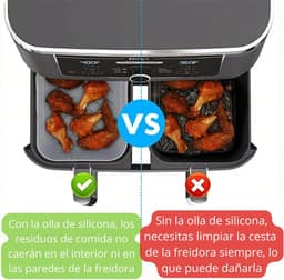 Airfryer Accessoires – Silicone Mandjes Set – Voedselveilig – Hittebestendig – Siliconen ovenschaal BPA Vrij Accessoires Heteluchtfriteuse Bakvormen – 19,5x12,7x7cm – 2-delig – Grijs — thumbnail 3