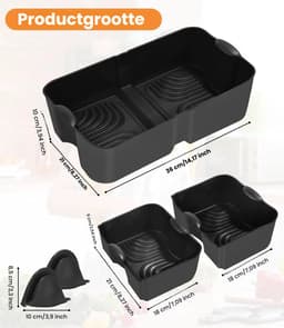 Ninja Airfryer Siliconen Accessoires 4-delig - Zwarte Bakplaten voor Ninja Foodi Flexdrawer 10.4L AF500DE/COSORI 10L - Ovenbestendig 240°C - Magnetron & Vaatwasserveilig - Herbruikbare Roosters — thumbnail 6