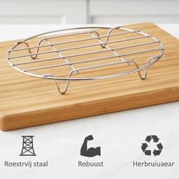 Ynkkvre – Ovenrooster – 4-pack ronde roestvrijstalen rekken 7/8/9/10 inch – stoomrek en bakrek – voor bakken, koken, stomen, wecken en liften van voedsel – geschikt voor airfryer en snelkookpan — thumbnail 5