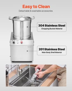 VEVOR Keukenmachine Groentenhakker Food Grade RVS Mixer 10L — thumbnail 3