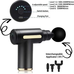 Massage Gun - Massage Apparaat - Massage Pistool - Massagegun - 3200 RPM - 4 Siliconen Massagekoppen - 6 Snelheidsinstellingen en Een USB-C-oplaadpoort — thumbnail 3