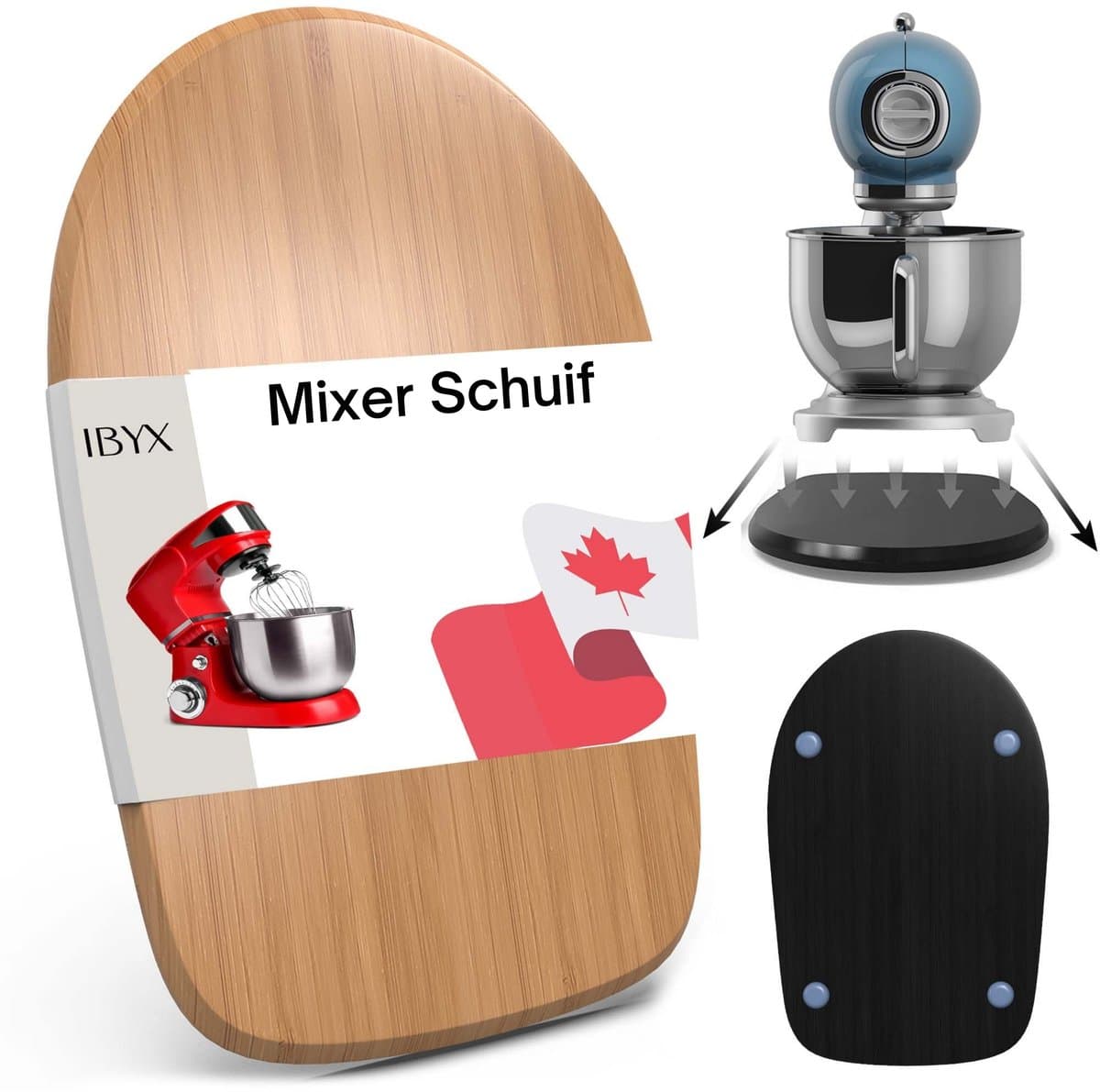 Ibyx Bamboe Schuifplank - Krasvrije Onderzetter met Wieltjes voor Koffiezetapparaat, Airfryer & Espressomachine - Keuken Organizer — afbeelding 1