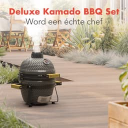 KitchenBrothers Kamado BBQ - 13 Inch Houtskool Barbecue - 27⌀ cm - PFAS-vrij - Deluxe Set - Egg BBQ met Accessoires inclusief Hoes - Grijs — thumbnail 2
