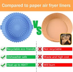 2-pack ronde siliconen bakmandjes Geschikt voor airfryer van 1-3,5 liter, siliconen pannen en kommen voor airfryer, herbruikbare bakplaten, ovenaccessoires (boven 16,5 cm / onder 14 cm) — thumbnail 3