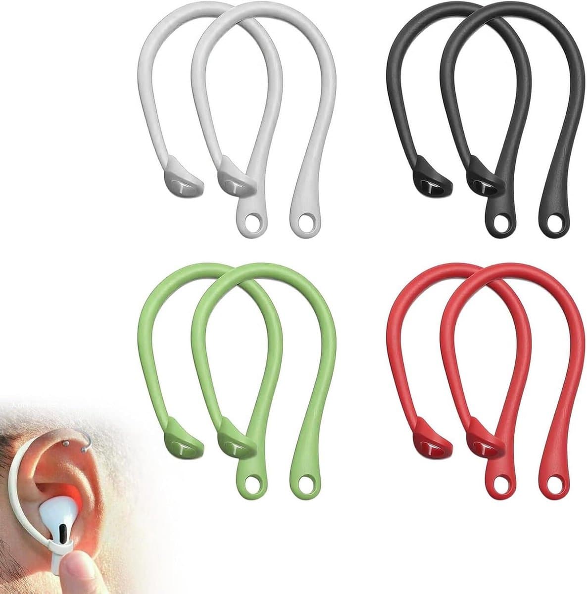 Siliconen oorhangers voor sport en hardlopen - Set van 4 paar oorhaken — afbeelding 1