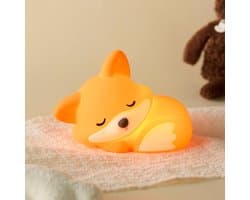 Schattig nachtlampje in de vorm van een vos, oplaadbare siliconen lamp, twee helderheidsniveaus, nachtlampje van spons voor op kantoor, leuk cadeau.