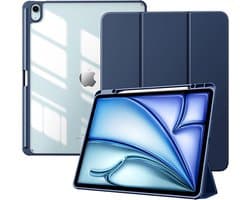 Transparante Beschermhoes voor iPad Air 13 inch met Potloodhouder, Slimme Stand en Automatisch Slaap/Wek