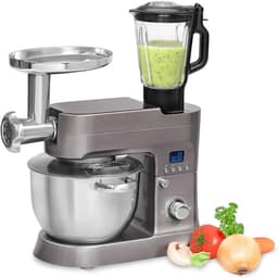 Krachtige Planetaire Mixer 1200W met 6.2L RVS Kom, Inclusief Deegkneedhaken, Garde en Vleesmolen — thumbnail 1