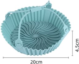 Siliconen bakvorm voor airfryer - Siliconen bakmat - Siliconen bakplaat - Siliconen voering voor airfryer - Multifunctionele siliconen bakmat - 20 x 4,5 cm - Hittebestendig - Met handvat - Geschikt voor airfryers, vlees, groenten en desserts - Blauw — thumbnail 2