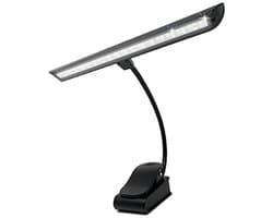 Oplaadbare Dimbare Muziekhouder met 18 LEDs - Klemlamp voor Lezen en Pianolamp - 2 Kleurmodi Zwart