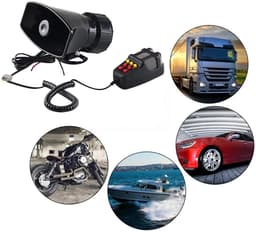 Megafoon 12V 100W met Sirene – 110 dB Autosirene & PA Systeem – 7 Tonen – Voor Auto, Boot & Noodgebruik – Zwart — thumbnail 2
