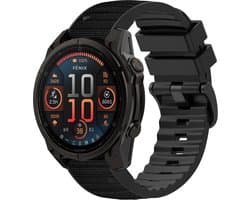 Stravo Siliconen-Nylon Hybride Horlogeband – Geschikt voor Garmin Fenix 5x (Plus) Fenix 6x (Pro) Fenix 7x (Pro-Sapphire-Solar) Garmin Fenix 8 - 51mm Enduro 1-2-3 - Quickfit 26 / 26mm band voor Garmin smartwatches - Bandje - Zwart