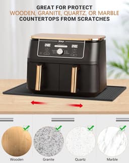 1 stuk - koffiemachinemat - placemat voor huisdieren - airfryer isolatiemat - siliconen isolatiemat - antislip droogmat - antislip - waterdicht en geïsoleerd - zwart - 48x30cm - geschikt voor airfryer, koffiemachine, sapcentrifuge — thumbnail 5