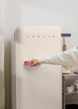 CREATE - Koelkast in retrostijl - Gebroken wit - Handvat Terracotta - FRIDGE RETRO 281L — thumbnail 4