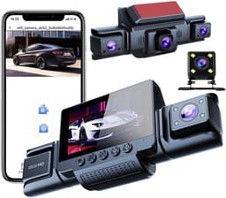 Dashcam Auto 360 graden - 4 camera's, 1080p Full-HD,met 64 GB SD-kaart, wifi, nachtzicht, G-sensor, bewegingsdetector, 3 inch IPS-display, waterdicht, loop-opname, trigger bij ongevallen — thumbnail 1