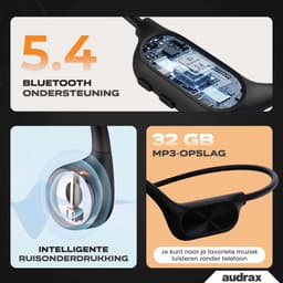 Audrax® Pulse - Sport oordopjes - Bone Conduction headphone - Sporthoofdtelefoon - Oortjes draadloos - Draadloze oordopjes - IPX8 Waterdicht - 32GB Interne geheugenkaart - Geschikt voor alle smartphones en smartwatches — thumbnail 5