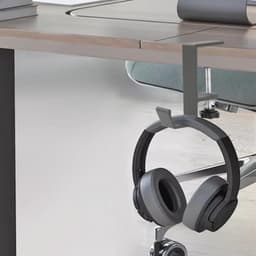 Hoofdtelefoonstandaard met Dubbele Haak - Aluminiummateriaal - Gaming Headset Houder - Bureau Accessoire (Grijs) — thumbnail 4