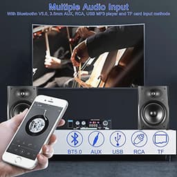 2-kanaals mini hifi stereo versterker met digitale eindversterker en bas/tone regeling voor pc en thuisbioscoop — thumbnail 4