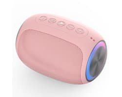 Gigicial Roze Bluetooth Speaker - Roze Draagbare Speaker - Geluid Met Dubbele Passive Bass + Kleurrijk Licht Effect - 1 - Voor Kinderen En Reizen In Rose
