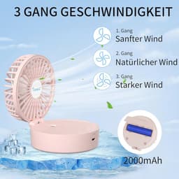 Draagbare Mini Ventilator met Koele Mist en Nachtlicht - USB Oplaadbare Ventilator met 3 Snelheden voor Vrouwen en Kinderen — thumbnail 4