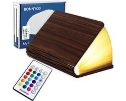 Vouwbare Houten LED Boeklamp met 16-kleuren afstandsbediening en timer - Decoratief voor Kamer, Huis en Kantoor