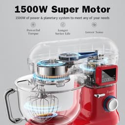 Keukenmachine 1500W met 5,5 L kom, LCD-display en 6 snelheden voor bakken en kneden — thumbnail 3