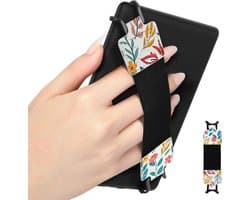 Hand Strap voor 6-8" eReader en Tablet - Veiligheidshandriem voor een goede grip - Zwart met bloemendesign