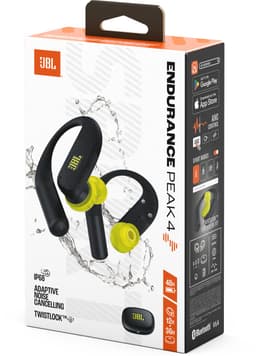 JBL Endurance Peak 4 - Sport Oordopjes - Draadloos Bluetooth - In ear - Oortjes met Oorhaak - Hardlopen - 48 uur - IP68 - Waterbestendig - Zwart & Lime — thumbnail 4