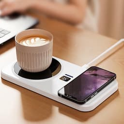 【Multifunctionele Kopwarmer】- 3-Traps Temperatuurregeling-Thermostaat-Kristalglas Paneel-Wireless Telefoonlader - Kopwarmer-Koffiewarmer-Theewarmer-Melkwarmer - Keuken-Bureau-Woonkamer - Warme Dranken Altijd Bereid-Comfort & Gemak Voor Koude Dagen — thumbnail 4