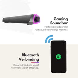 Bluetooth RGB Gaming Speaker Soundbar – 12W – Compacte USB Soundbar met AUX – RGB Wave Light – Luidspreker Voor PC & Monitor — thumbnail 5
