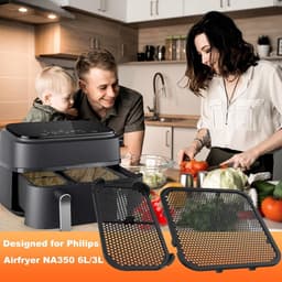 Cosensi - Siliconen spatbescherming accessoires voor Airfryer - 2 stuks in set - Geschikt voor Philips Airfryer 3000 Dual Basket NA350 en 5000 Series - Stoom Airfryer accessoires - Siliconenvorm spatbescherming — thumbnail 5