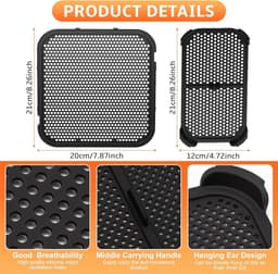 Cosensi - Siliconen spatbescherming accessoires voor Airfryer - 2 stuks in set - Geschikt voor Philips Airfryer 3000 Dual Basket NA350 en 5000 Series - Stoom Airfryer accessoires - Siliconenvorm spatbescherming — thumbnail 9