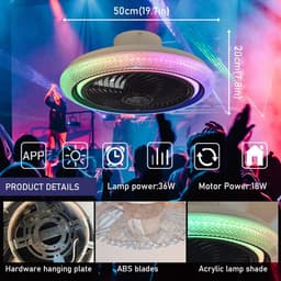 Moderne RGB Plafondventilator met Dimbaar Licht en Ventilator - Afstandsbediening & App Besturing — thumbnail 2