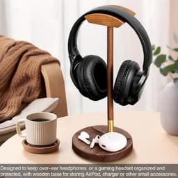 Massief Houten Hoofdtelefoonstandaard voor Bureau en Gaming Headsets — thumbnail 5