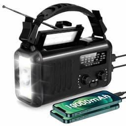 Mexhive® Noodradio met Powerbank 10.000 mAh – Zonne-energie & Dynamo – AM/FM Camping Radio voor Noodpakket & Kamperen — thumbnail 1