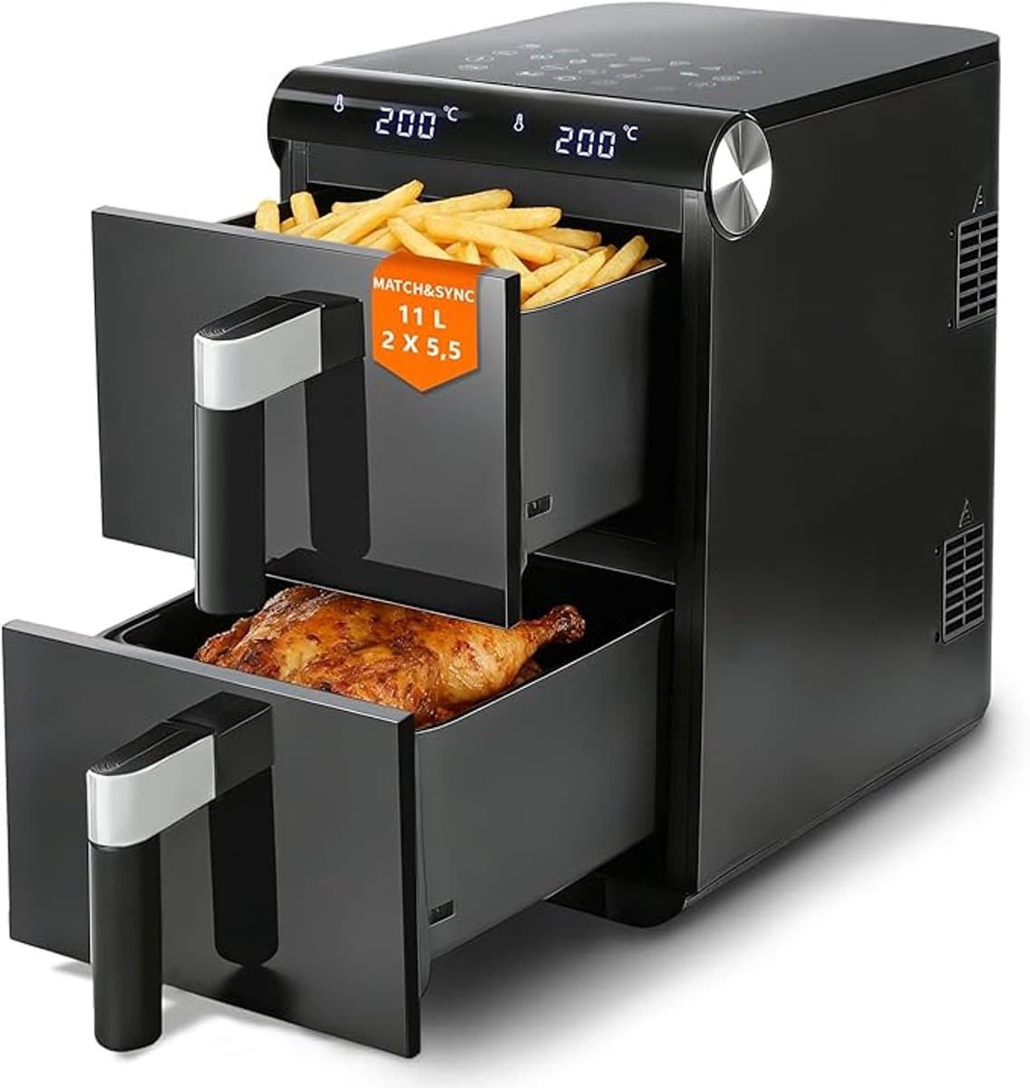 NETTLIFE Airfryer Dubbele Kamer 11L 2800W - 13-in-1 Touchscreen Met Timer - Vaatwasserbestendige Manden - Familie Model — afbeelding 1