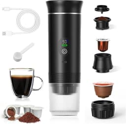 Draagbaar koffiezetapparaat - 3-in-1 - Koffiezetapparaat - Elektrische Espresso Apparaat - Oplaadbaar - Capsule Koffie - Gemalen Koffie - Reis & Camping Koffiezetapparaa 12 volt — thumbnail 1