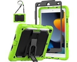 Schokbestendige Hoes voor iPad 9e/8e/7e Generatie 10,2 inch - Met Schermbeschermer, Opvouwbare Standaard en Pennenhouder - Groen