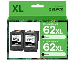 Compatibele 62XL Zwart Printer Cartridges voor Envy en OfficeJet Printers (2-Pack)